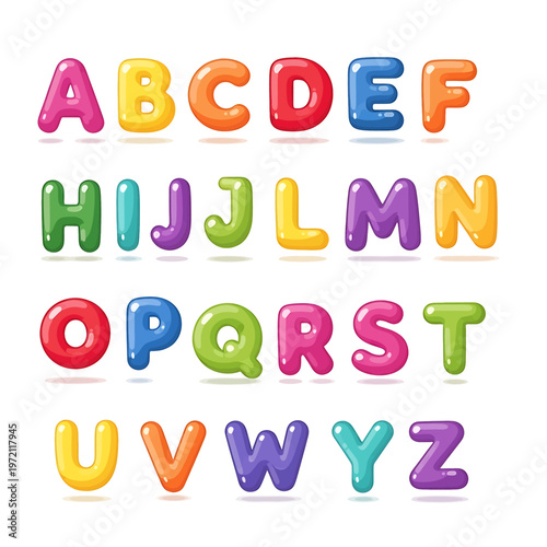 Colorful Alphabet Letters in Rows 3.