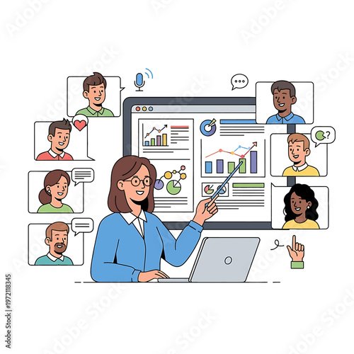 Woman presenting to virtual meeting attendees 2.