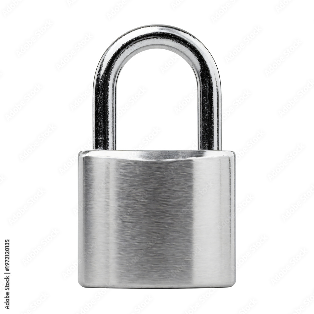 Naklejka premium High-Quality Isolated Steel Padlock for Security Solutions in Professional Settings