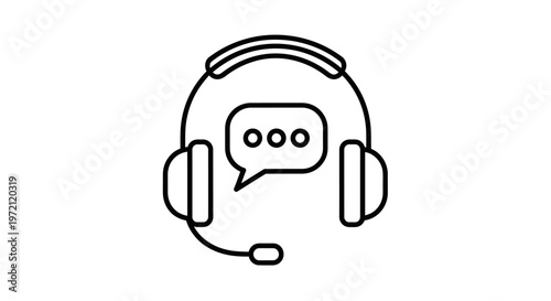 Customer Service, Support, Headset, Chat Icon, Vector Illustration