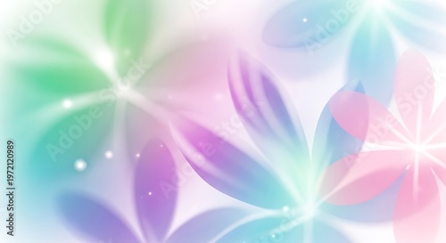 Abstract floral illustration with vibrant colors and light effects on white background