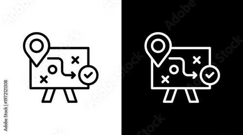 Strategic Roadmap White Icon Set Design