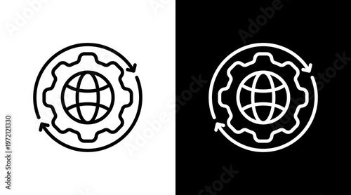 Digital Transformation White Icon Set Design