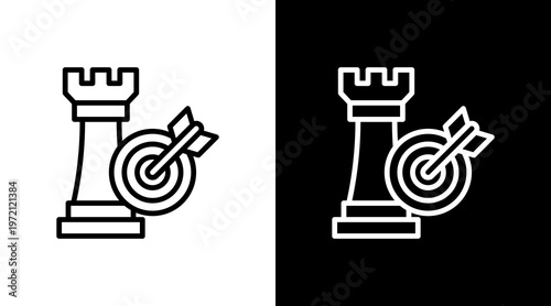 Strategic Goals White Icon Set Design