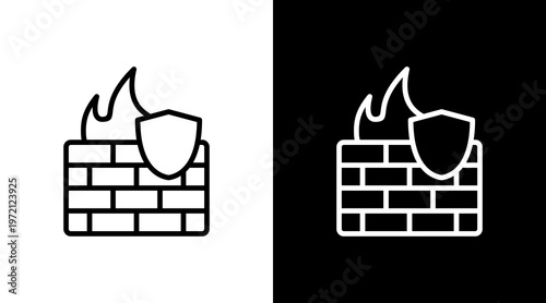 Firewall White Icon Set Design