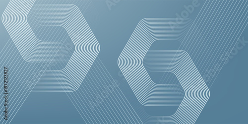 Abstract hexagon lines on gray background. Geometric stripe line art design for poster, brochure, cover, website, banner.