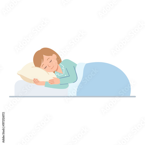 A woman sleeps peacefully on a comfortable pillow in bed.