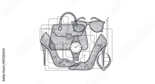 Accessories vector illustration for fashion design and technology concepts