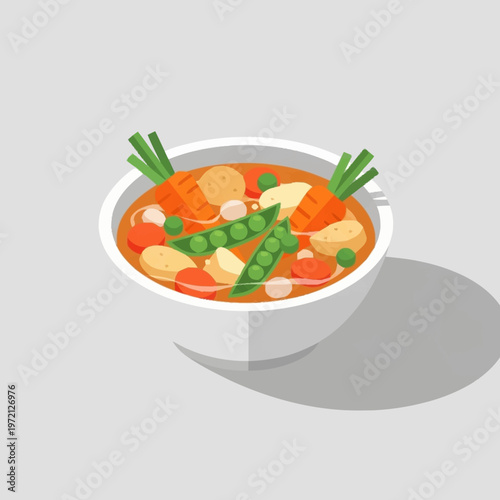 Delicious bowl of vegetable soup.