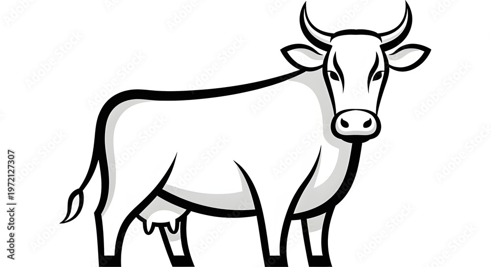 Fototapeta premium Minimalist cow vector icon style