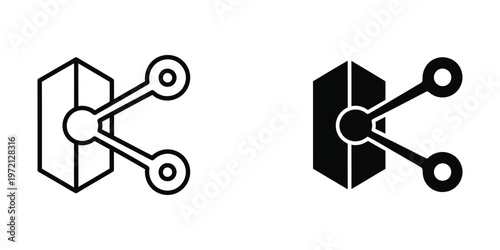 Isometric icons depicting abstract data storage and connectivity concepts with different styles