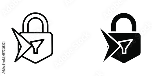 Contrast between a light and dark version of a locked icon with a stylized logo