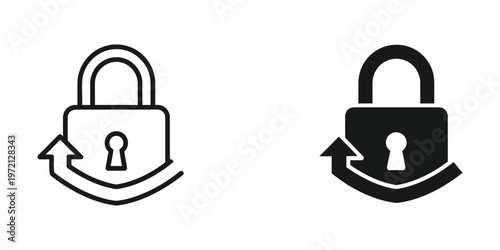 Contrast between unlocked and locked padlock icons with circular arrows indicating status change