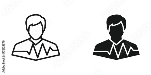 Two medical professionals depicted with stethoscopes around their necks in silhouette form