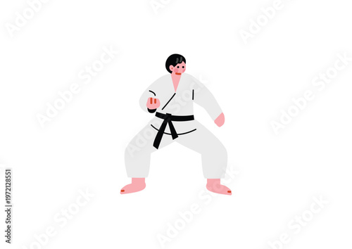 空手をする男性のイラスト