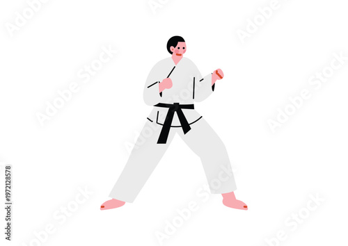空手の構えをする男性のイラスト