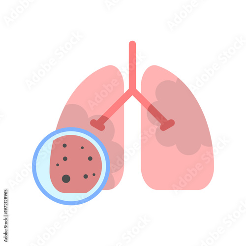 Pink lung disease partical pm2.5 air pollution icon flat vector design
