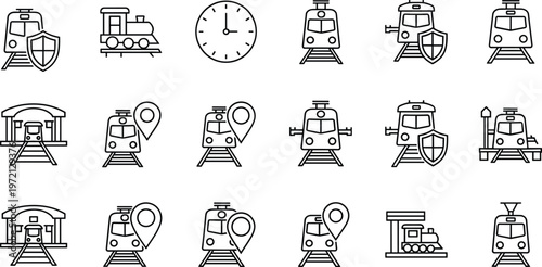Nuclear radiation hazard icons set, radioactive warning protection line icon vector illustration safety symbol collection isolated on background