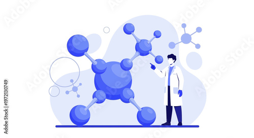 Scientist studying molecular structure, scientific research, chemistry, biology, medicine concept