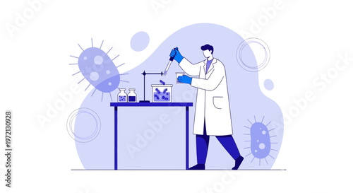 Scientist working in laboratory with viruses and bacteria