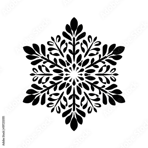 Professional Isolated Snowflake Icon in Black on White Background for Diverse Usage