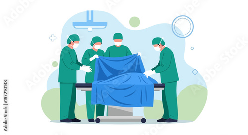 Surgical Team Performing Operation on Patient in Operating Room