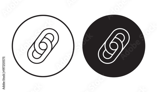 Link icon set. Internet URL or webpage url link icons. Chain, web address, internet shortcut, browser, external link, hyperlink navigation, webpage connection. Editable stroke.