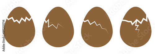 Broken Easter Egg Icon Set – Cracked Egg Minimal Solid Silhouette Collection vector icon set