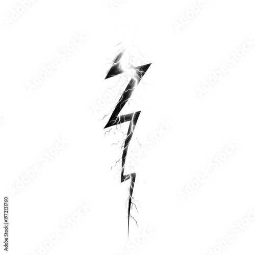 Professional Isolated White Lightning Bolt with Black Outline for Creative Designs