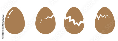 Broken Easter Egg Icon Set – Cracked Egg Minimal Solid Silhouette Collection vector icon set