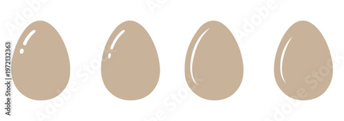 Egg icon set, black and white silhouette vector illustration of cracked, fried, boiled, and sliced eggs for breakfast food design