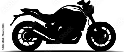 Motorcycle silhouette illustration isolated on white background - a powerful and classic vehicle