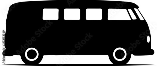 Simplified vector graphic of a classic recreational transport, evoking feelings of freedom, travel, and exciting road adventures