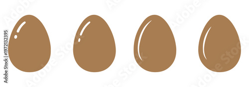 Egg icon set, black and white silhouette vector illustration of cracked, fried, boiled, and sliced eggs for breakfast food design