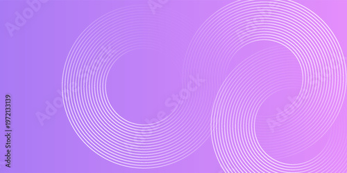 Abstract circle lines on pink and purple background. Geometric stripe line art design for poster, brochure, cover, website, header, web banner, presentation.