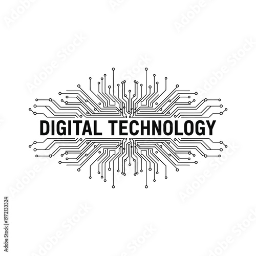 Digital technology circuit board illustration.