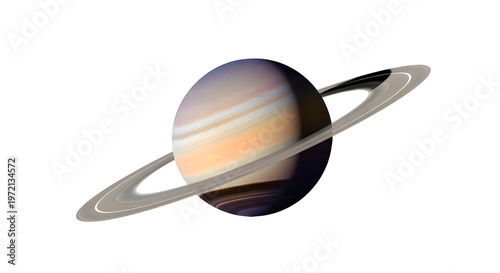 A stunning view of saturn with its prominent ring system isolated on white background