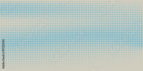 Halftone grunge gradient background. Faded noise grit texture. Blue and grey sand wallpaper. Retro pixel background. Anime or manga style comic overlay. Vector graphic design textured template