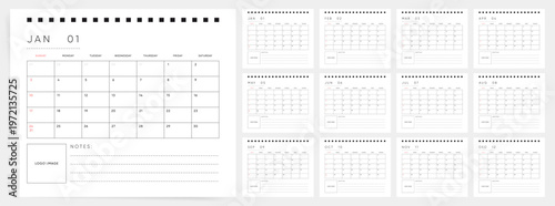 2027 Calendar notes. Minimalist calendar layout. Week Starts on Sunday.