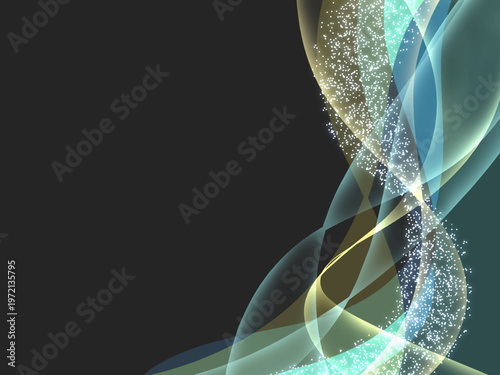 カラフルで透明感のあるウェーブに黒背景の素材