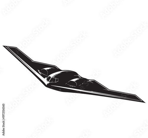 Stealth Bomber B-2 Silhouette Vector – Flying Wing Military Aircraft, Black EPS