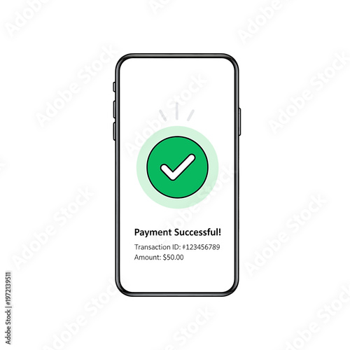 Mobile phone payment success screen.