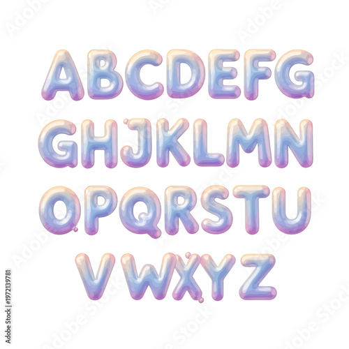 Multicolored shiny alphabet letters set 3.