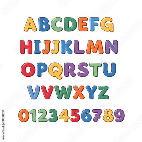 Multicolored Alphabet Letters and Numbers 1.