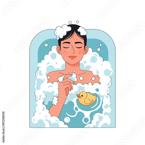 Woman Taking a Relaxing Bath.
