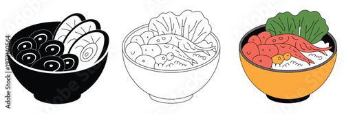 healthy poke bowl with rice, raw fish and mixed vegetables, nutritious meal concept, fresh ingredients, balanced diet idea, colorful food styling, clean composition suitable for food photography