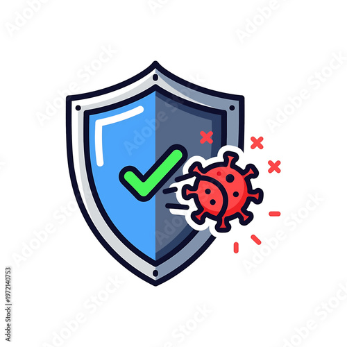 Shield Protecting Against Virus Threats Online.