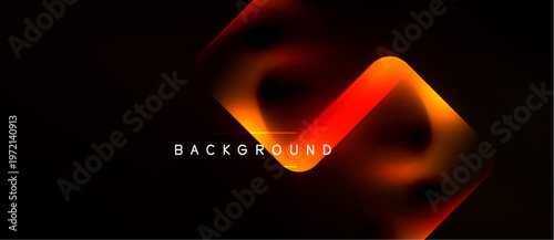 Abstract neon shape glows against dark backdrop. Orange, red hues create dynamic visual effect. Text reads BACKGROUND.
