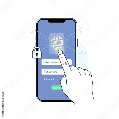 Smartphone Fingerprint Security Login Screen.