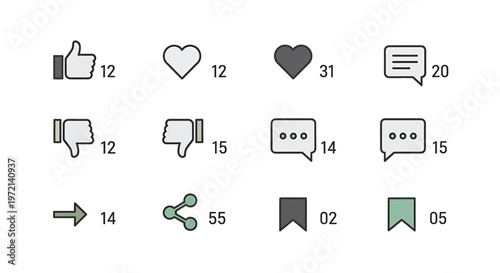 Social media like dislike icons.